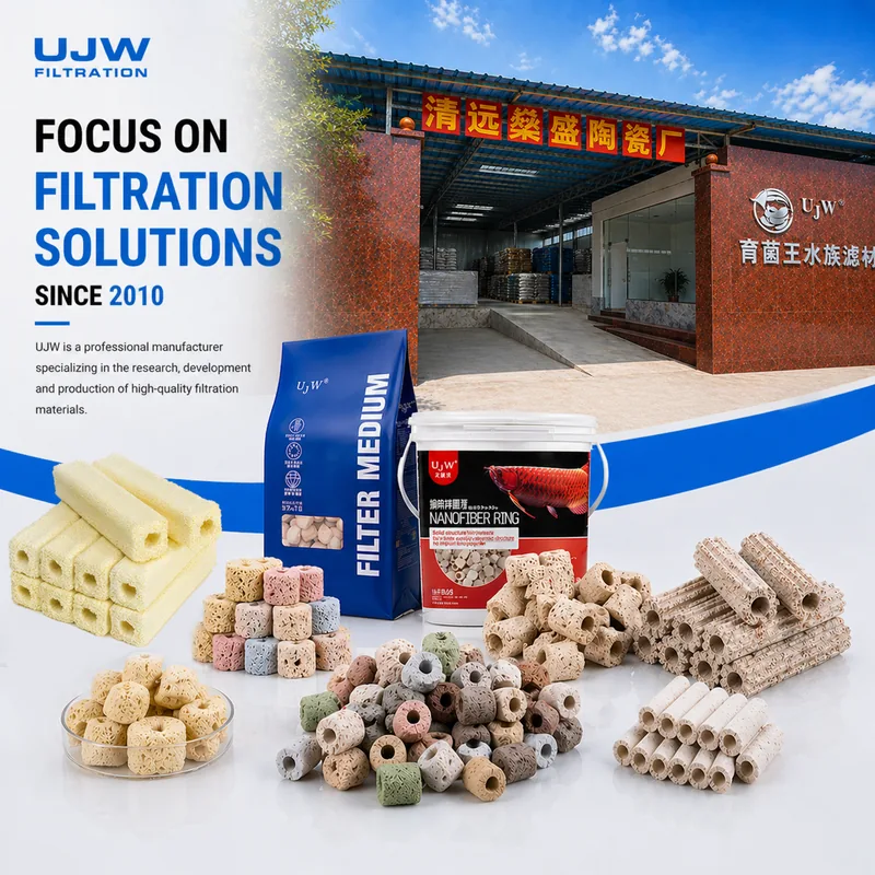 UJW factory exterior and filter media product display