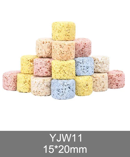 YJW11 3D bio media, pastel colored porous ceramic cylinder filter media 15x20mm